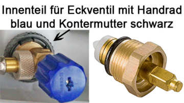 Ersatzteil Spindel für Geberit Eckventil mit Handrad blau und Kontermutter schwarz Ersatzspindel